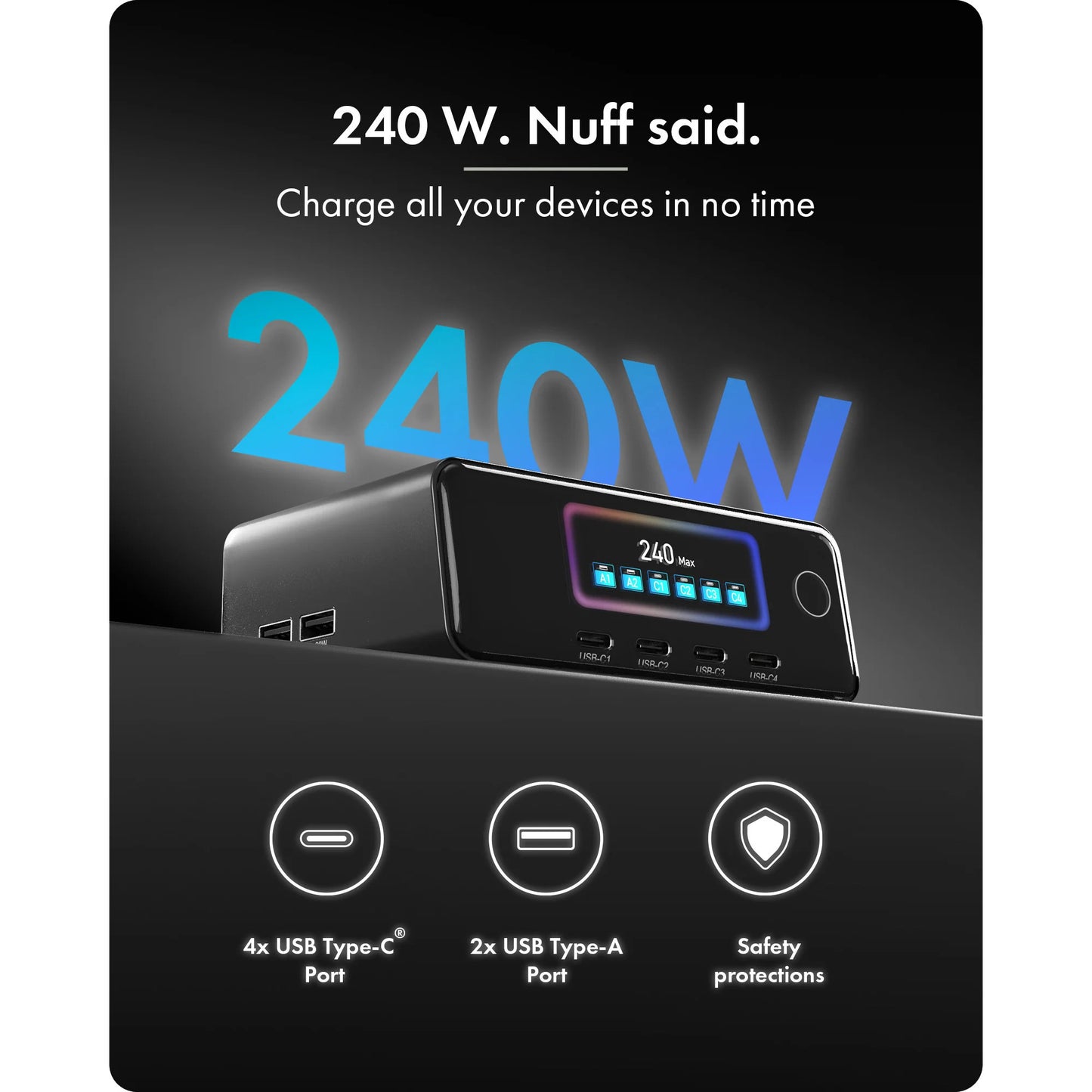 Boîte glacée 240w gan (noir)
