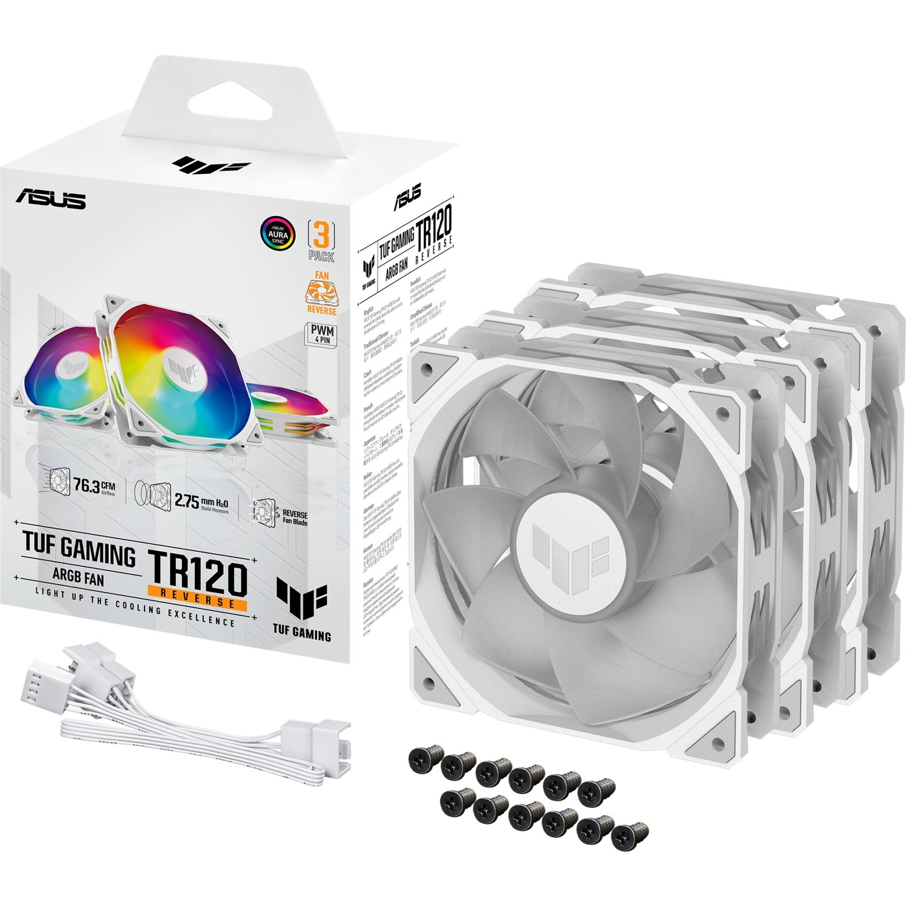 ASUS TUF GAMING TR120 Argb Reverse Fan Pack, 3 pièces