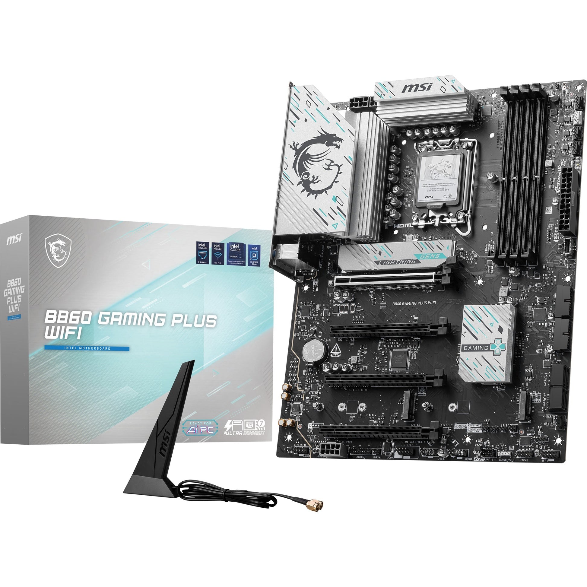 Carte mère MSI B860 Gaming Plus WiFi Socket 1851 (RAID, 5 Go-LAN, WiFi 7, BT, Son, ATX)