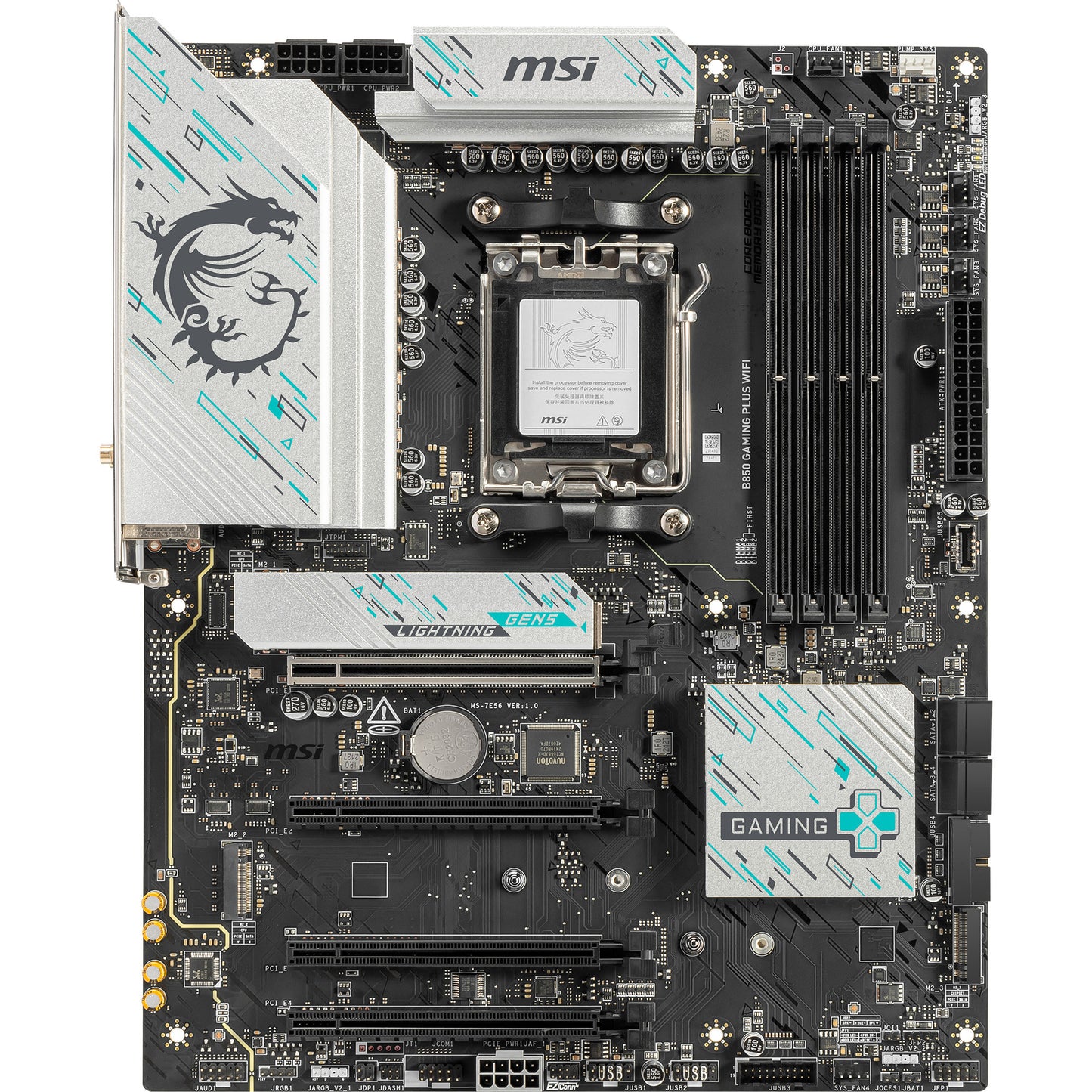 Carte mère MSI B850 Gaming Plus WiFi Socket AM5 (RAID, 5 Go-LAN, WiFi 7, BT, Son, ATX)