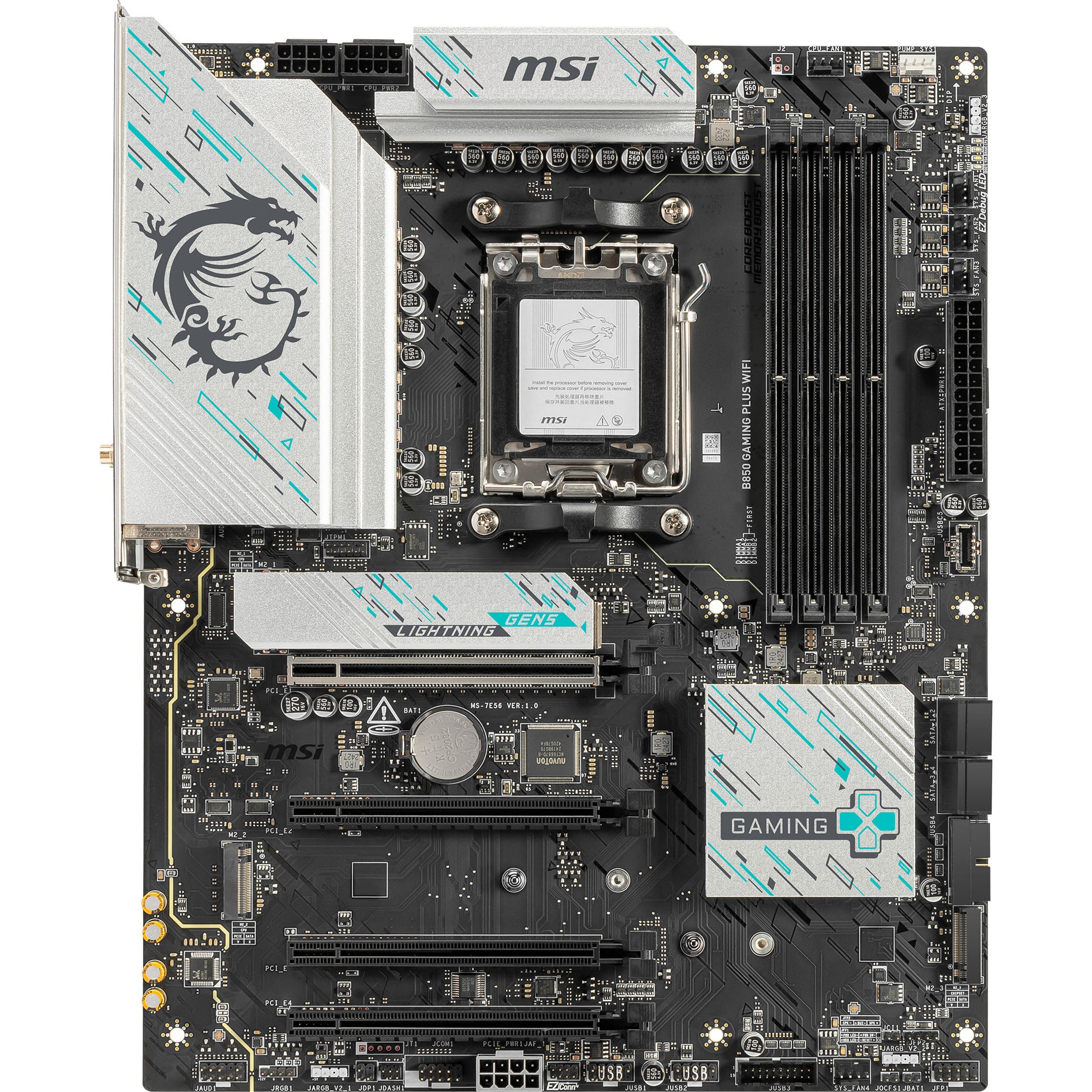 Carte mère MSI B850 Gaming Plus WiFi Socket AM5 (RAID, 5 Go-LAN, WiFi 7, BT, Son, ATX)
