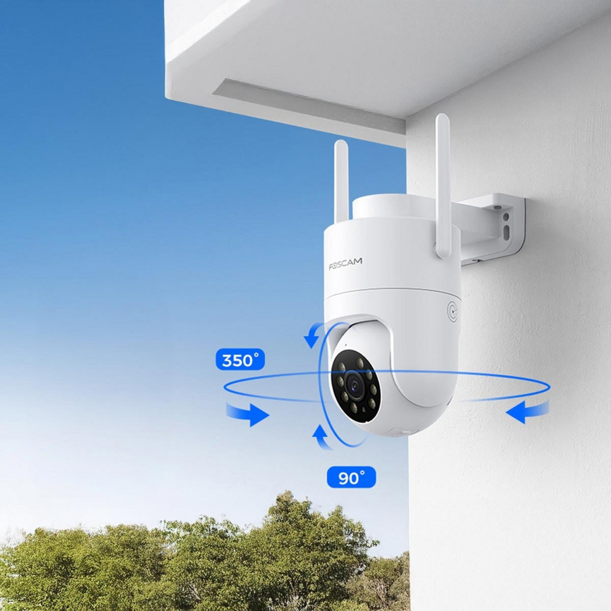 Foscam PD8, caméra de sécurité 4K 8MP double bande WiFi 6 PT (blanc)
