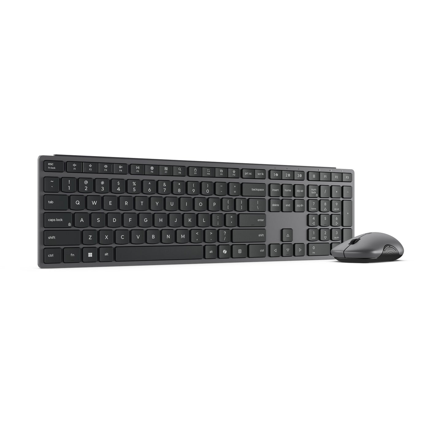 Ensemble de bureau combo sans fil multi-appareils moderne Lenovo 700 (gris, disposition américaine (Qwerty), 100 %, 4 000 dpi, 2,4 GHz, BT 5.3, USB-A)