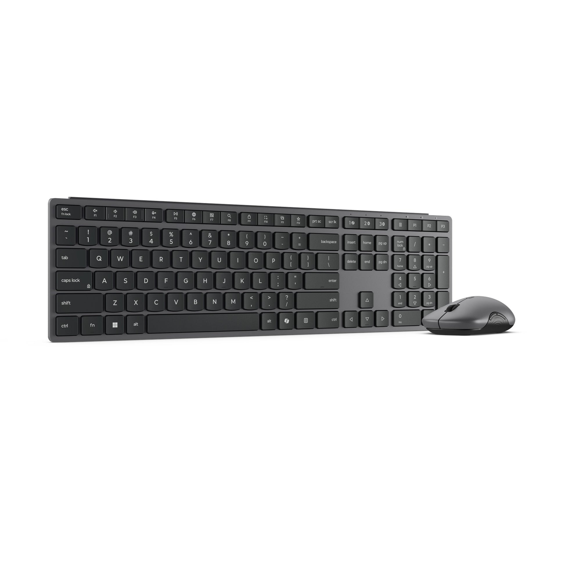 Ensemble de bureau combo sans fil multi-appareils moderne Lenovo 700 (gris, disposition américaine (Qwerty), 100 %, 4 000 dpi, 2,4 GHz, BT 5.3, USB-A)