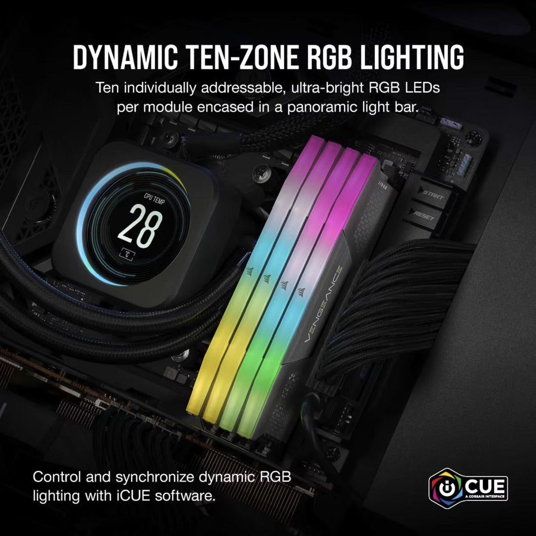Corsair Vengeance RGB 32 Go DDR5-6000 (2x 16 Go) RAM (noir, cmh32gx5m2d6000z38, xmp, expo)