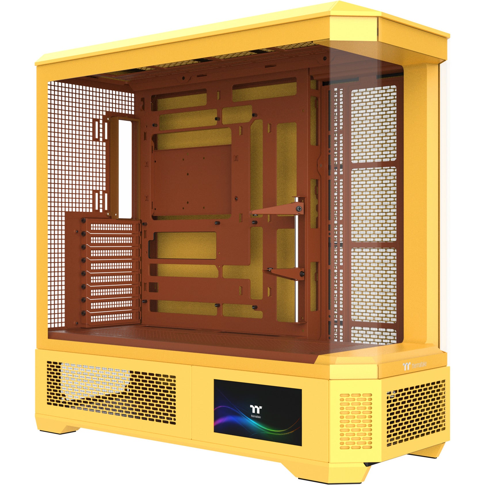 Boîtier grande tour Thermaltake view 600 tg caramel au beurre (jaune | 2x USB-A | 1x USB-C | verre trempé)