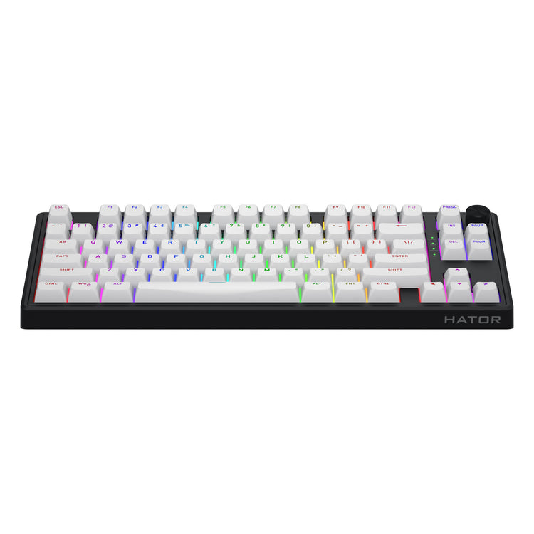 Hator skyfall sans fil, clavier de jeu (noir, disposition américaine, hator aurum citron, 80 % (tkl), RVB, ABS double injection, échange à chaud, Bluetooth USB-C 2,4 GHz)