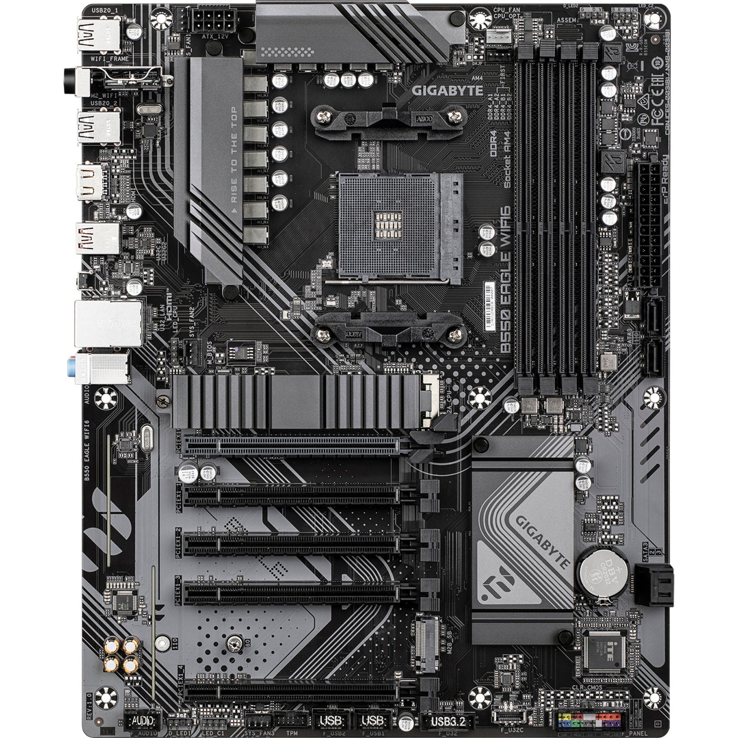 Carte mère Gigabyte B550 Eagle WiFi6 Socket AM4 (gris noir, RAID, GB-LAN, WiFi 6, BT, Sound, ATX)