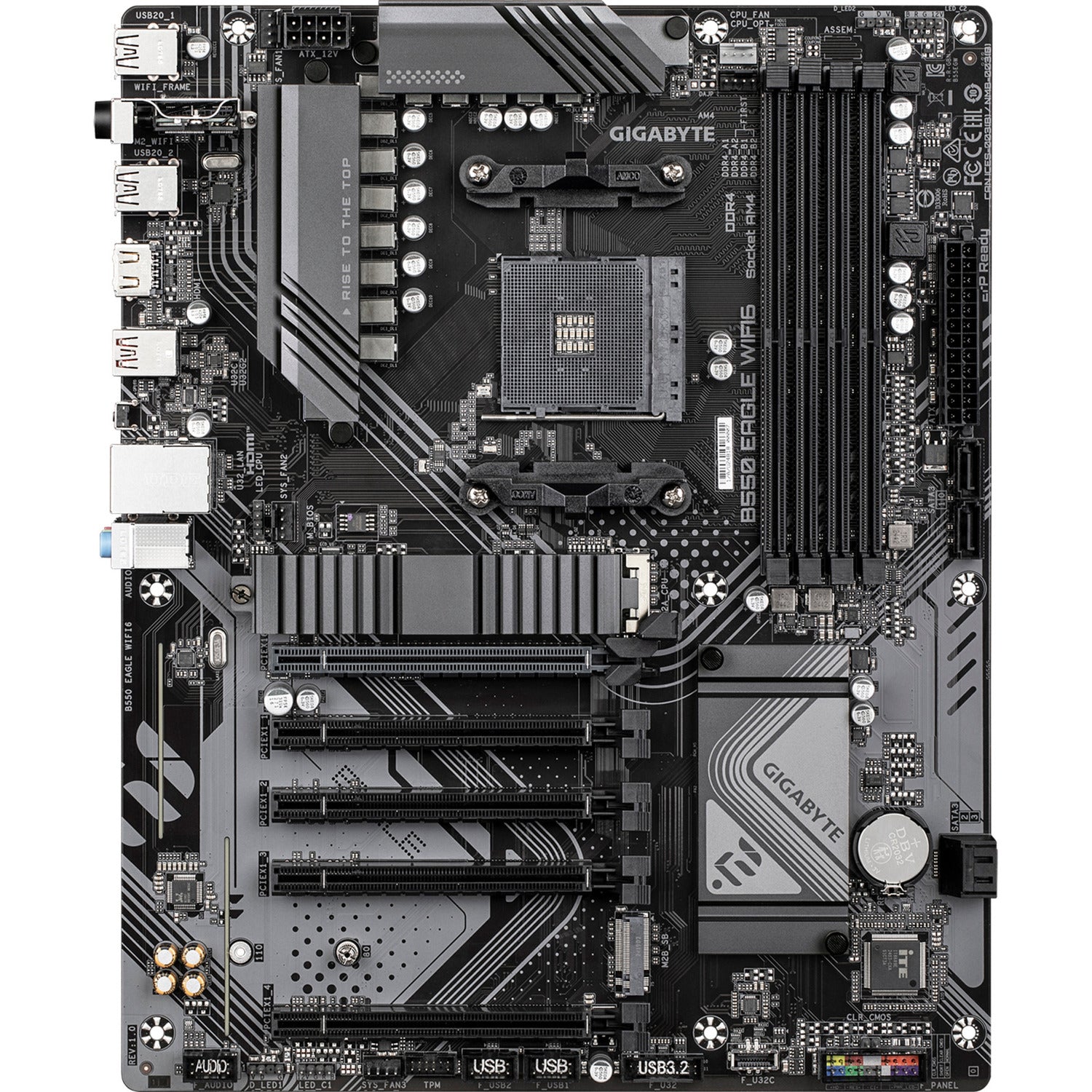 Carte mère Gigabyte B550 Eagle WiFi6 Socket AM4 (gris noir, RAID, GB-LAN, WiFi 6, BT, Sound, ATX)