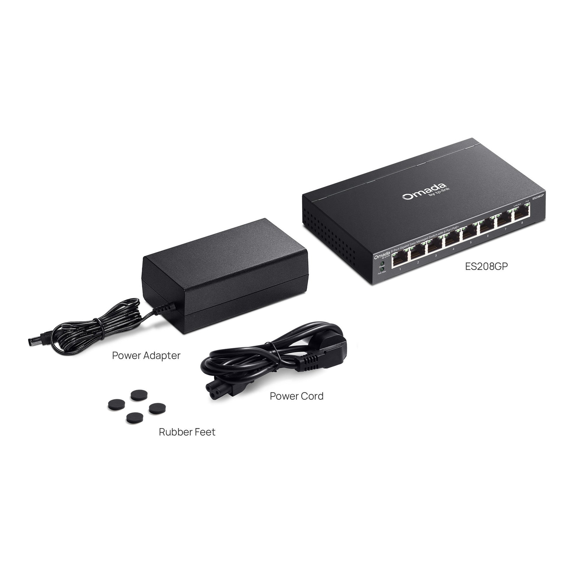 Tp-link omada es208gp commutateur géré facile gigabit 8 ports (noir, 8x poe+)