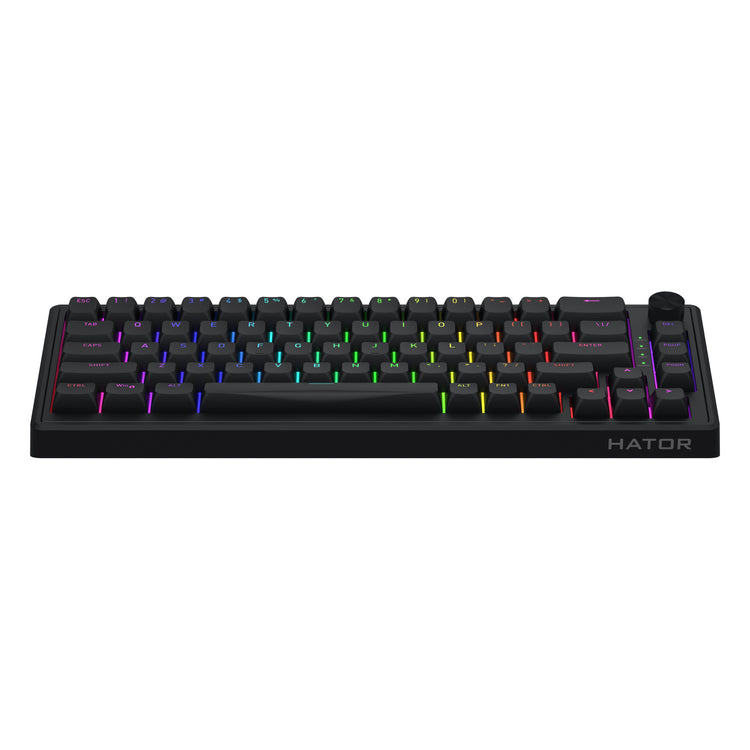 Hator skyfall filaire, clavier de jeu (noir, disposition américaine, hator aurum sterling, 65%, RVB, double shot abs, hot-swap)