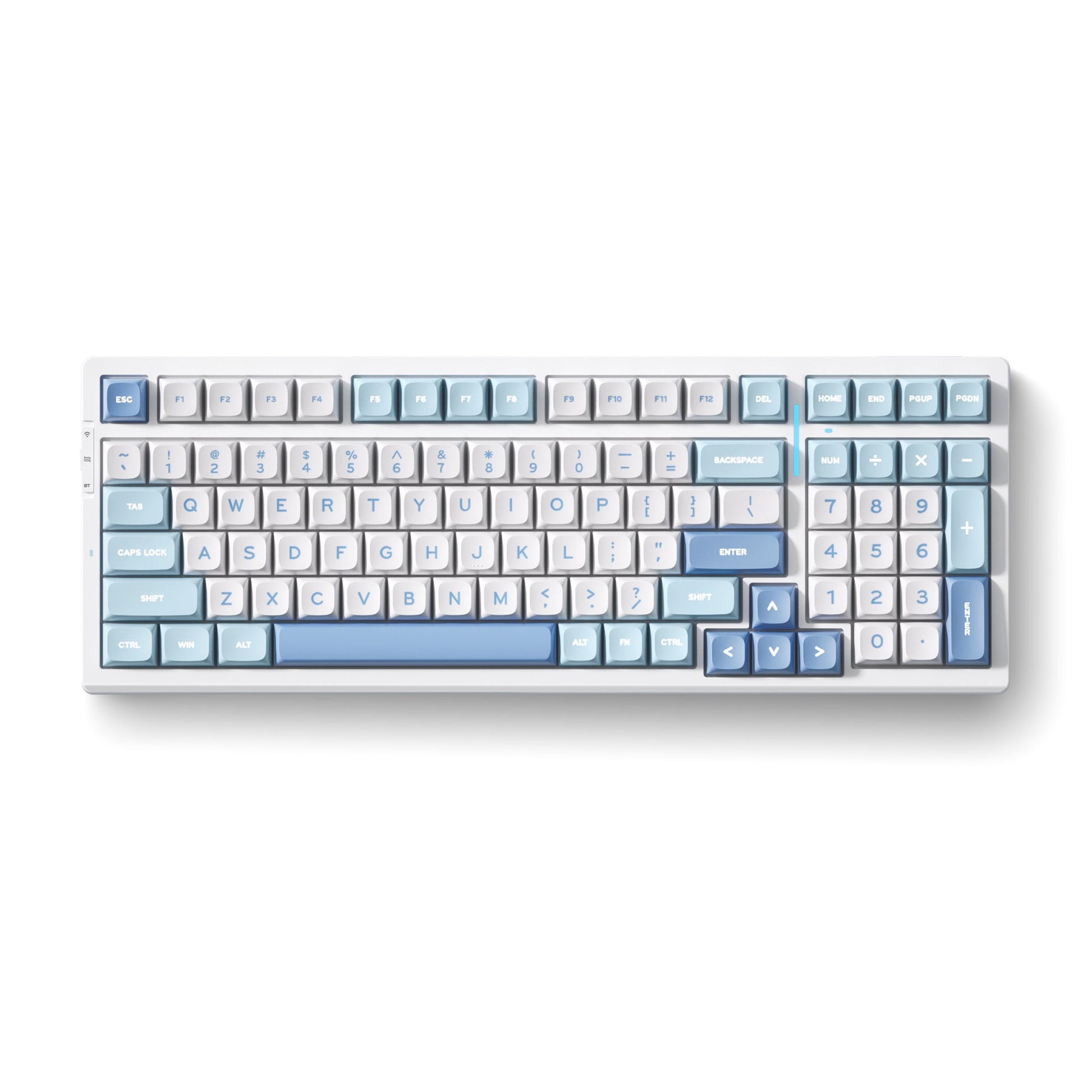 Mchose G98 Pro Blue Flame Orange Clavier mécanique personnalisé tri-mode sans fil (blanc bleu, disposition américaine, TTC Flame Orange, 98 %, RVB, Hot Swap, Double-Shot PBT, Bluetooth sans fil USB-C)