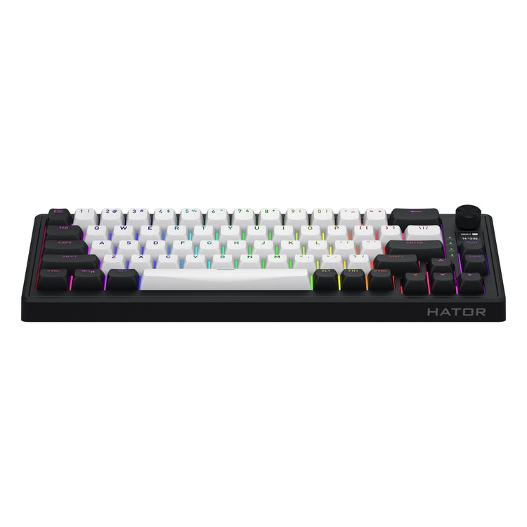 Hator skyfall mag ultima 8k sans fil, clavier de jeu (noir, disposition américaine, hator aurum ice, 65 %, rgb, double-shot pbt, hot-swap, 2,4 GHz bluetooth usb-c)
