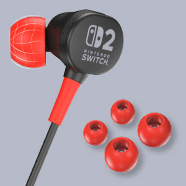 Écouteurs filaires Powera pour intra-auriculaires Nintendo Switch 2 (noir rouge, Nintendo Switch 2, Nintendo Switch, Nintendo Switch - modèle OLED, Nintendo Switch Lite)