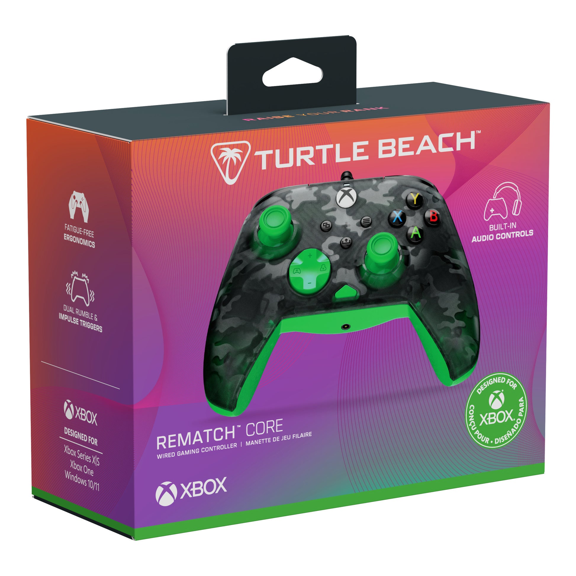 Manette filaire Turtle Beach Rematch Core (noir vert, Xbox Series X|S, Xbox One, PC)