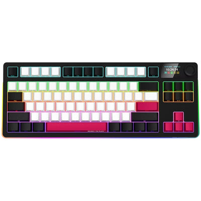 Lorgar kbp70tklw, clavier de jeu (noir, disposition américaine, logar toxique violet, tkl, rvb, échangeable à chaud, pbt double-shot, bluetooth 2.4ghz usb)