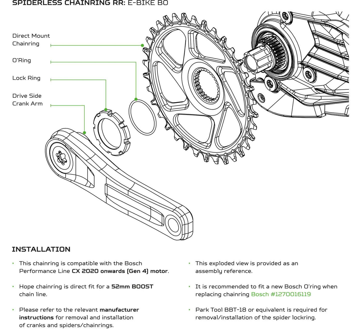 Hope r22 plateau de vélo électrique à montage direct bosch gen4