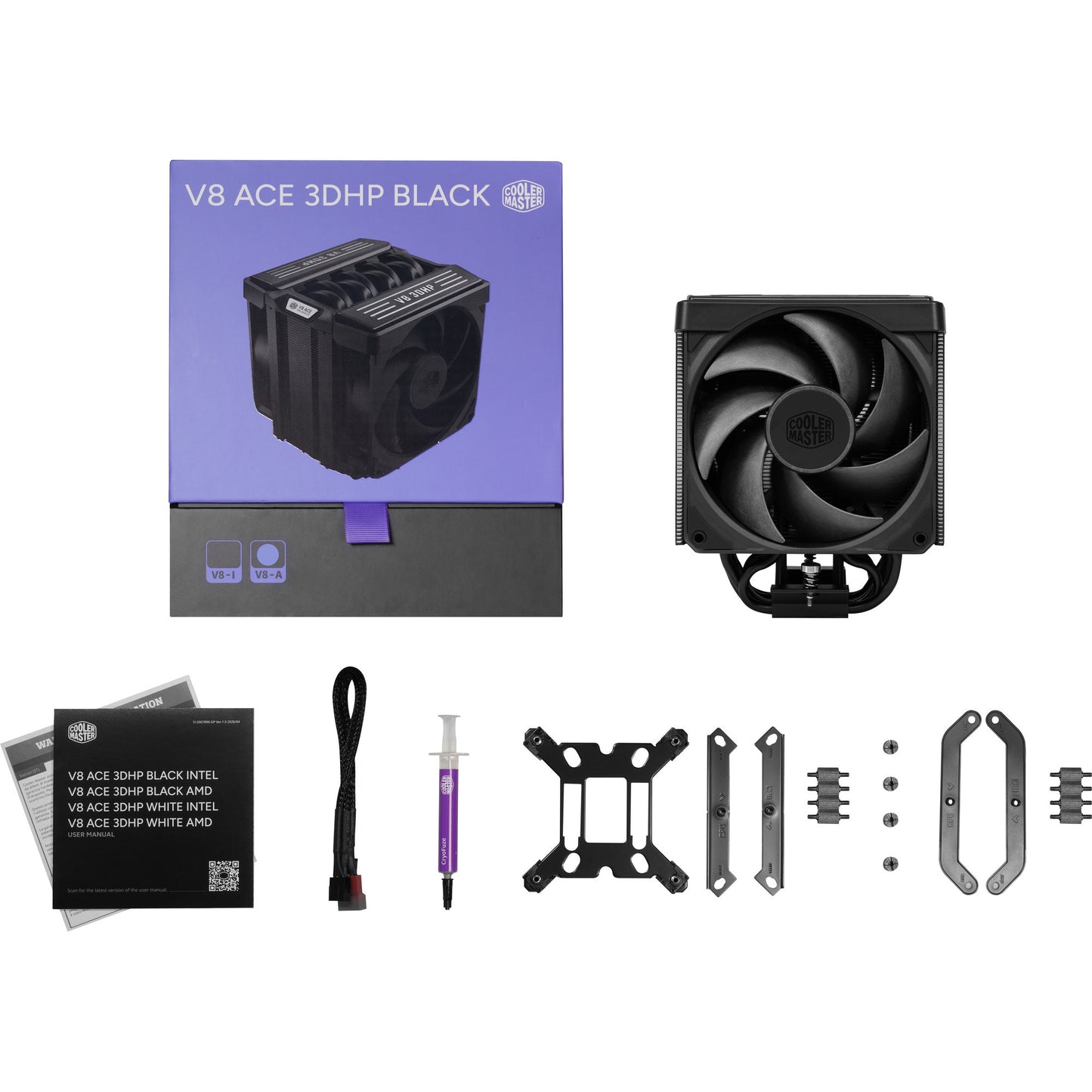 Cooler Master V8 Ace 3DHP Refroidisseur de processeur AMD noir (noir, PWM 4 broches)