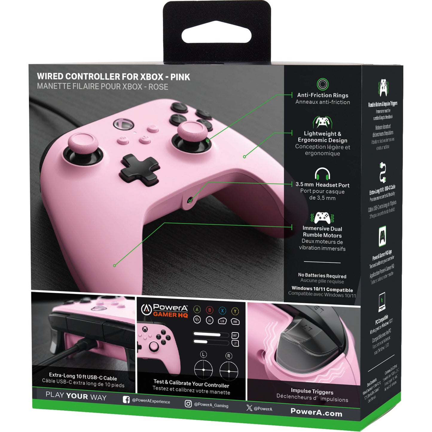 Manette filaire Powera pour Xbox Series X|s (rose, Xbox Series X|s, Xbox One, PC)