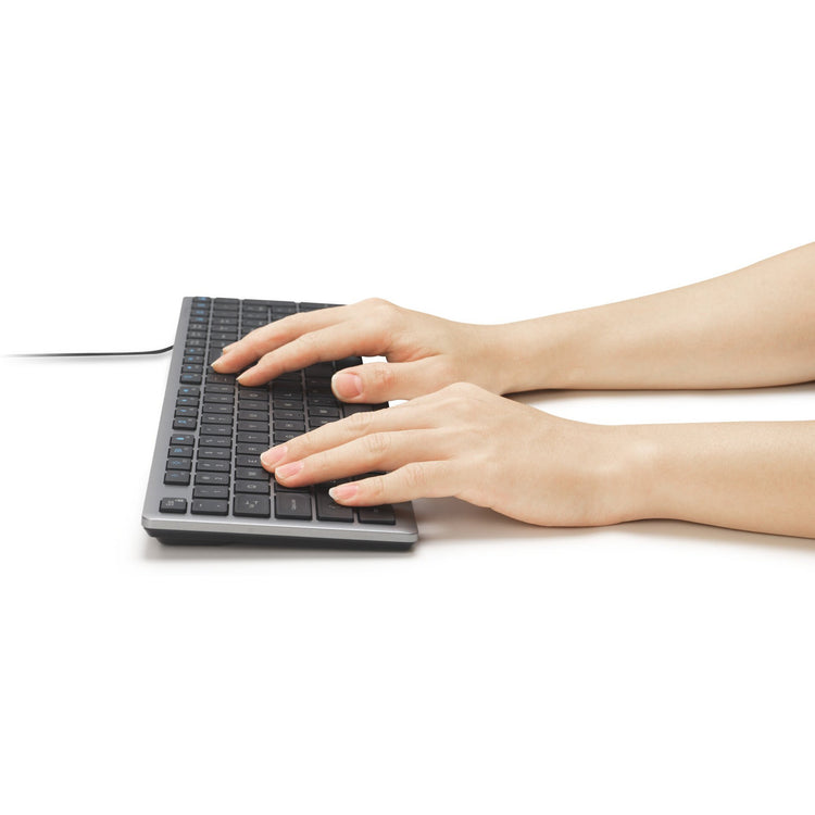Kensington KB515 EQ USB-C Clavier filaire USB-A (gris, disposition internationale américaine (QWERTY), commutateurs à ciseaux, 100 %)