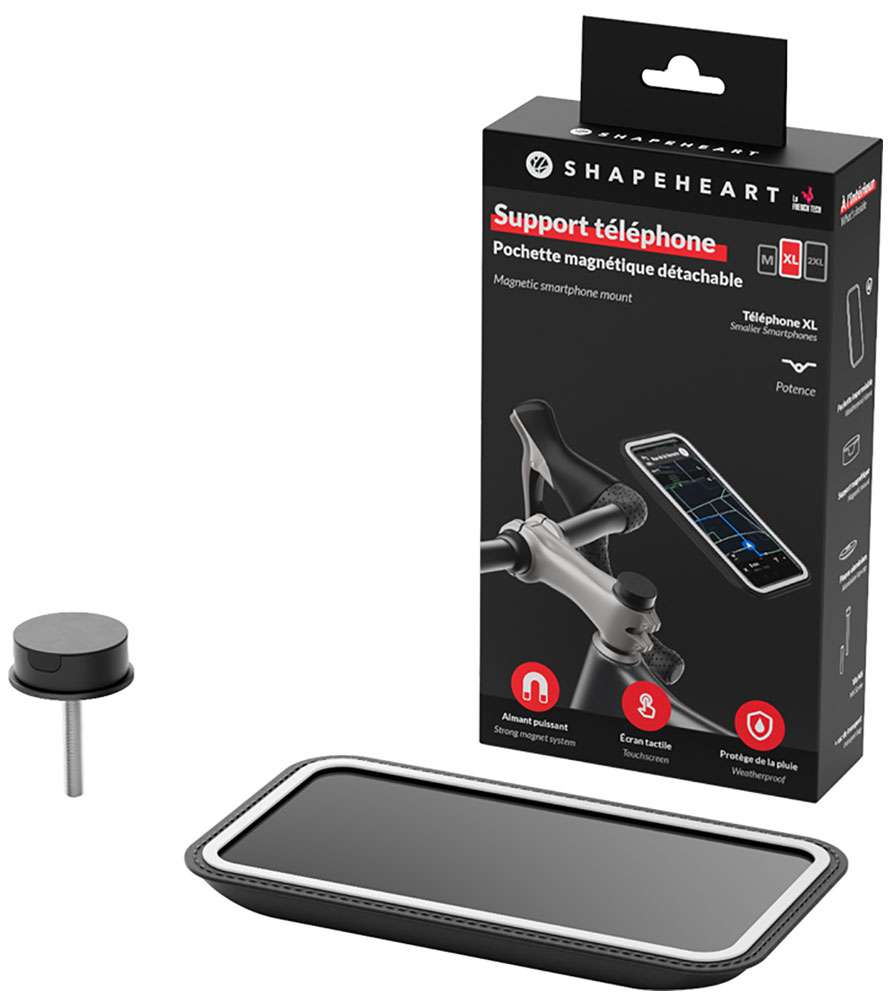 Support de tige de fourche magnétique pour smartphone Shapeheart pour vélo