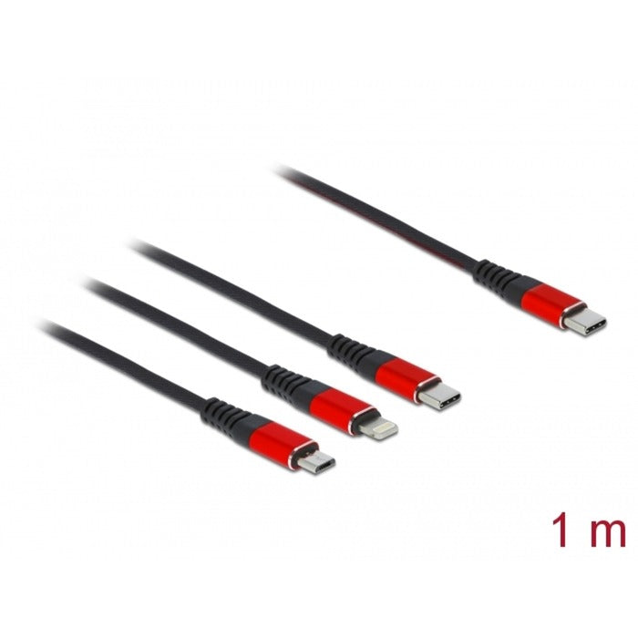 Câble de charge USB Dellock 3-en-1 USB-C à Lightning + Mic