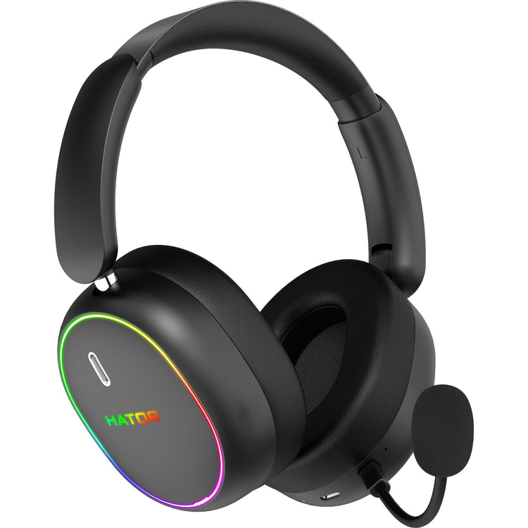Casque de jeu supra-auriculaire sans fil Hator Phoenix 2 (noir, RVB, 2,4 GHz Bluetooth 5.4 USB-C)