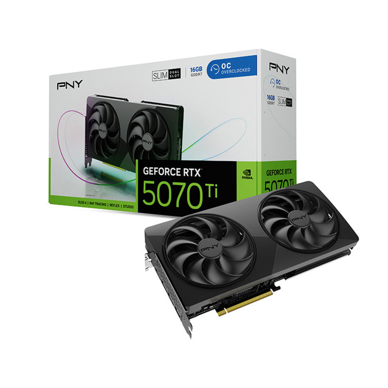 Carte graphique Pny Geforce RTX 5070 Ti Slim OC 16 Go (DLSS 4, 3x Display Port, 1x HDMI)