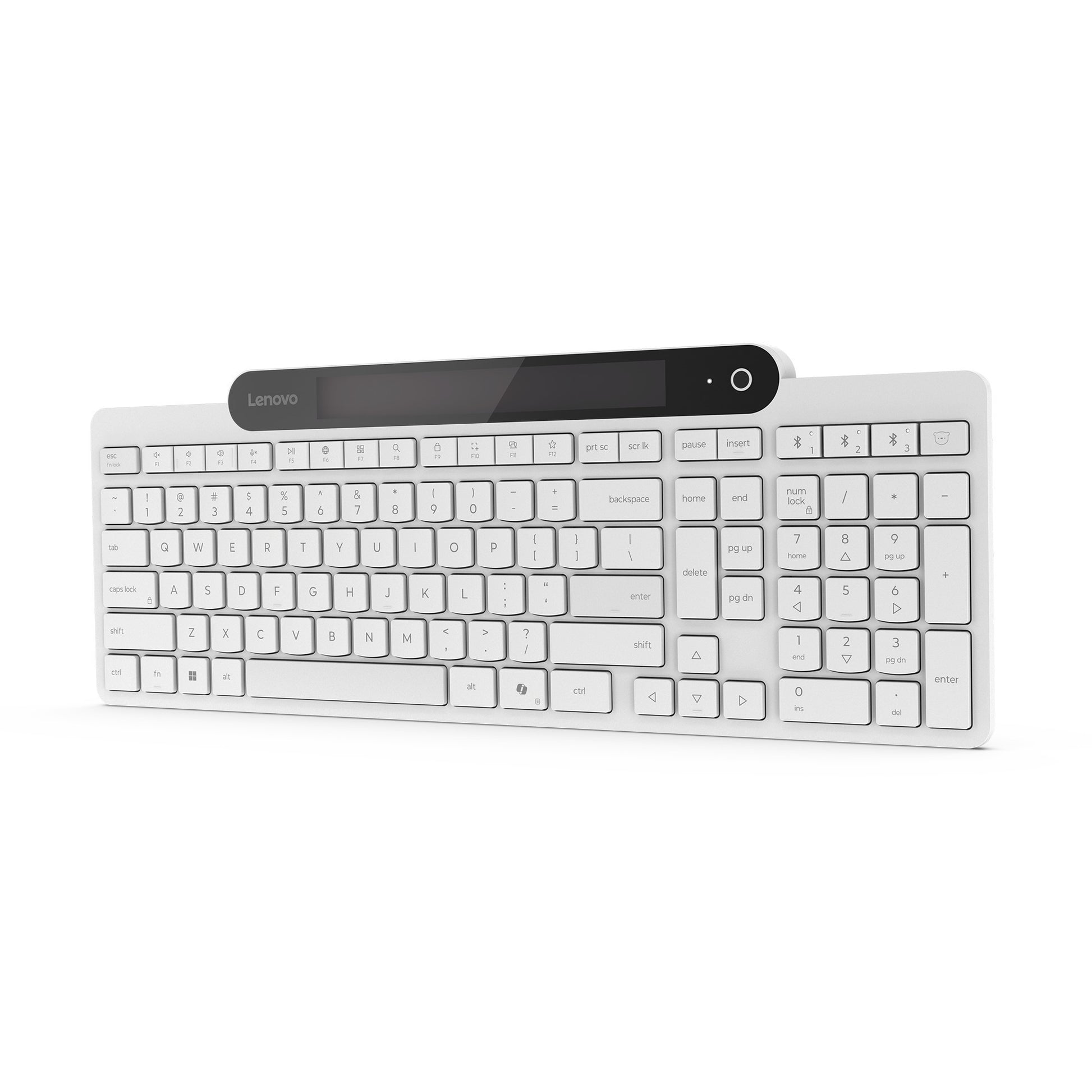 Clavier Bluetooth auto-rechargeable Lenovo 800 (blanc, disposition américaine (QWERTY), piston, 100 %, interrupteur à piston, Bluetooth 5.1, USB-C)