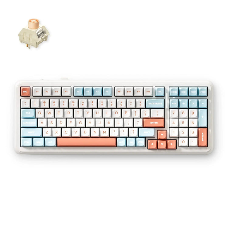 Mchose k99 v2 mécanique sans fil orange, clavier de jeu (disposition américaine)