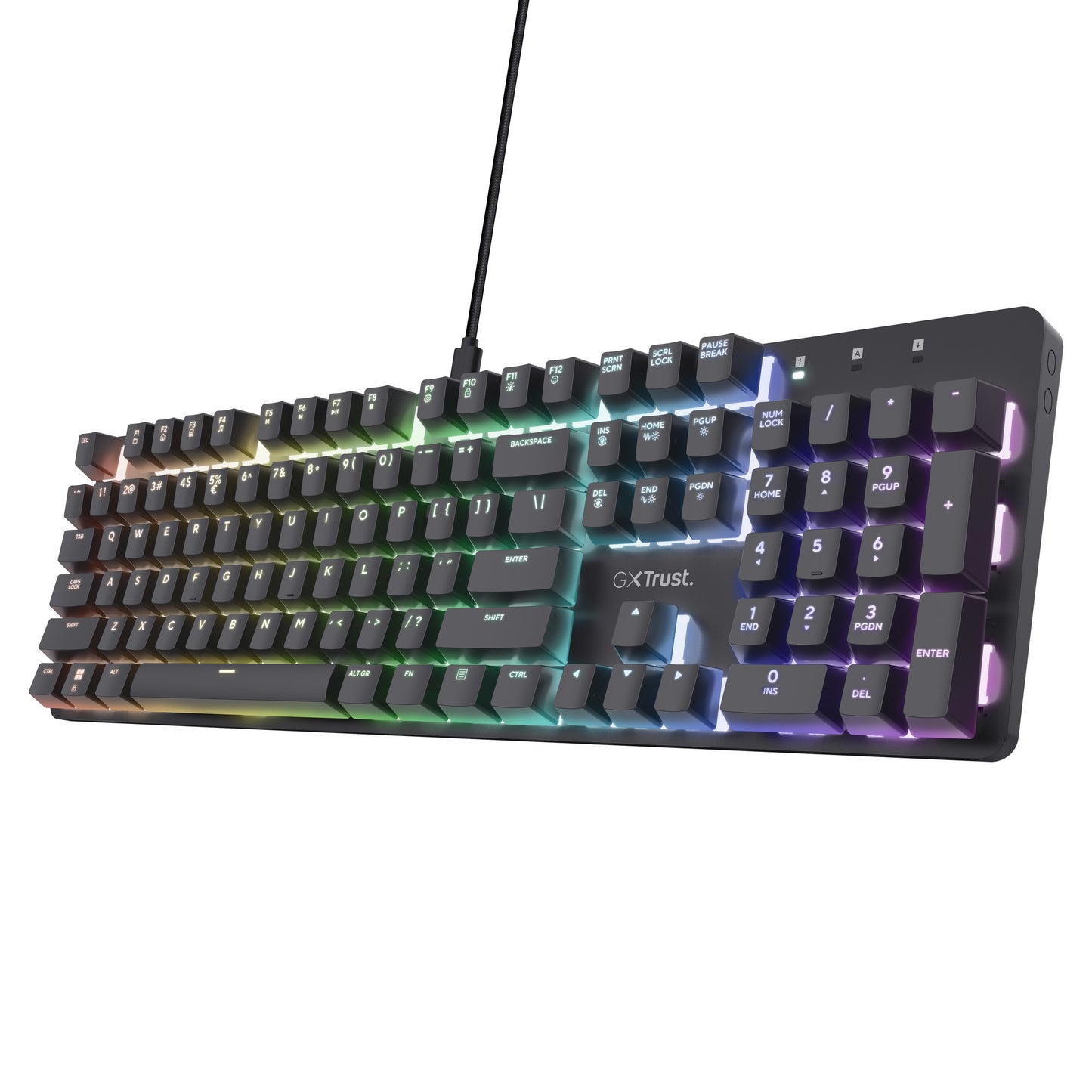 Trust GXT 871 Zora Clavier de jeu mécanique, clavier de jeu (noir, disposition américaine, rouge Huano)