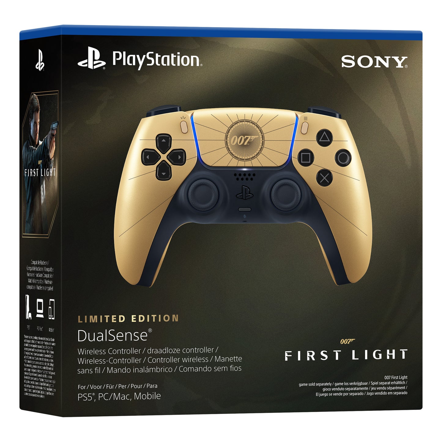 Manette sans fil Sony Interactive Entertainment Dualsense – Édition limitée 007 First Light (or noir, pour Playstation 5)