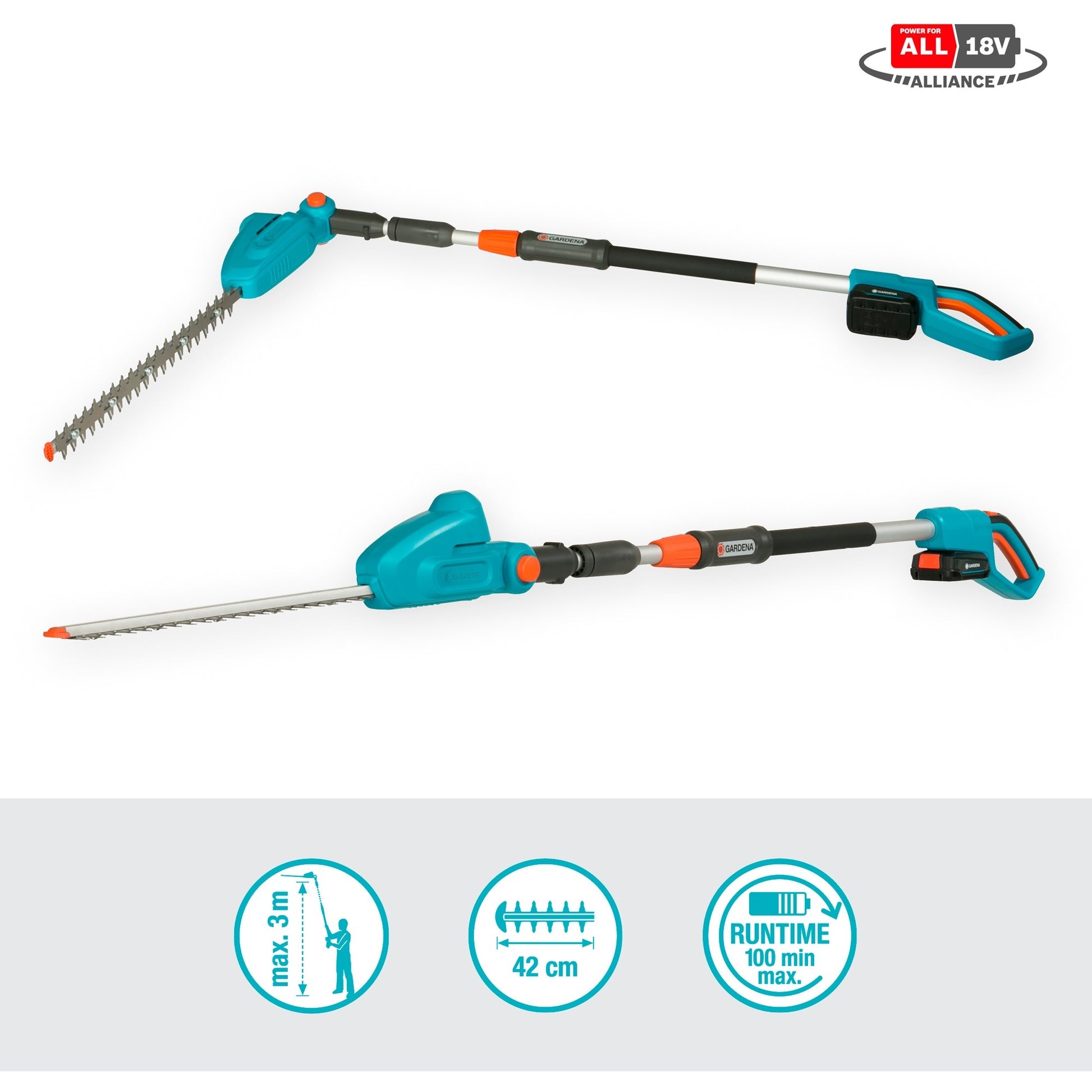 Gardena Battery Telescopic Hedge Trimmer Ths 42 18V P4a Set