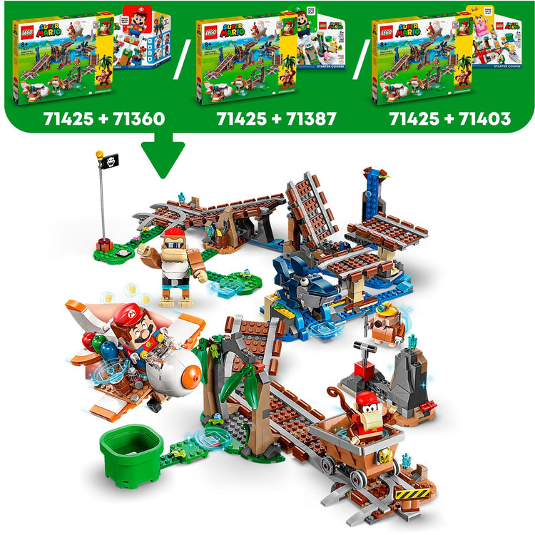 Ensemble d'extension Lego Super Mario : jouet de construction en chariot de mine de Diddy Kong (71425)