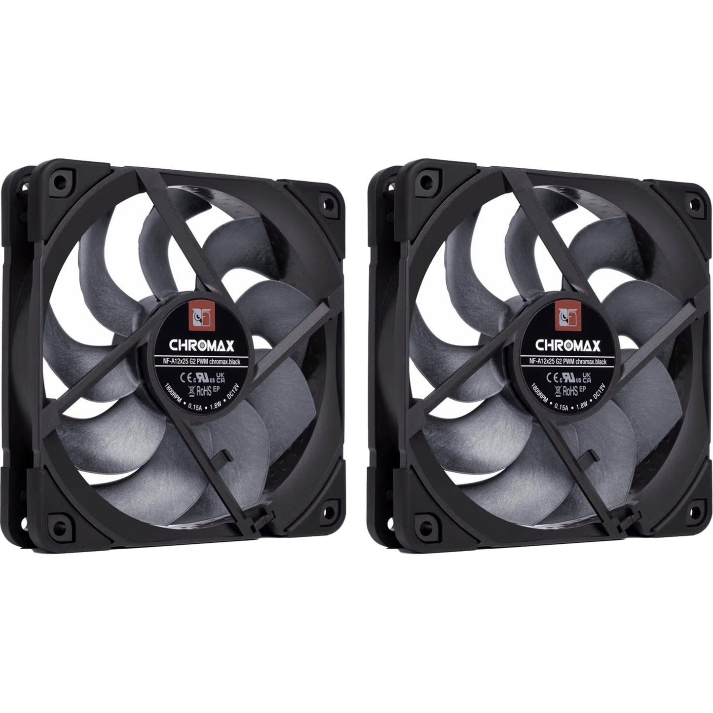 Noctua nf-a12x25 g2 pwm sx2-pp chromax.black ventilateurs de boîtier (noir, 2 pièces, 120 x 120 x 25 mm)