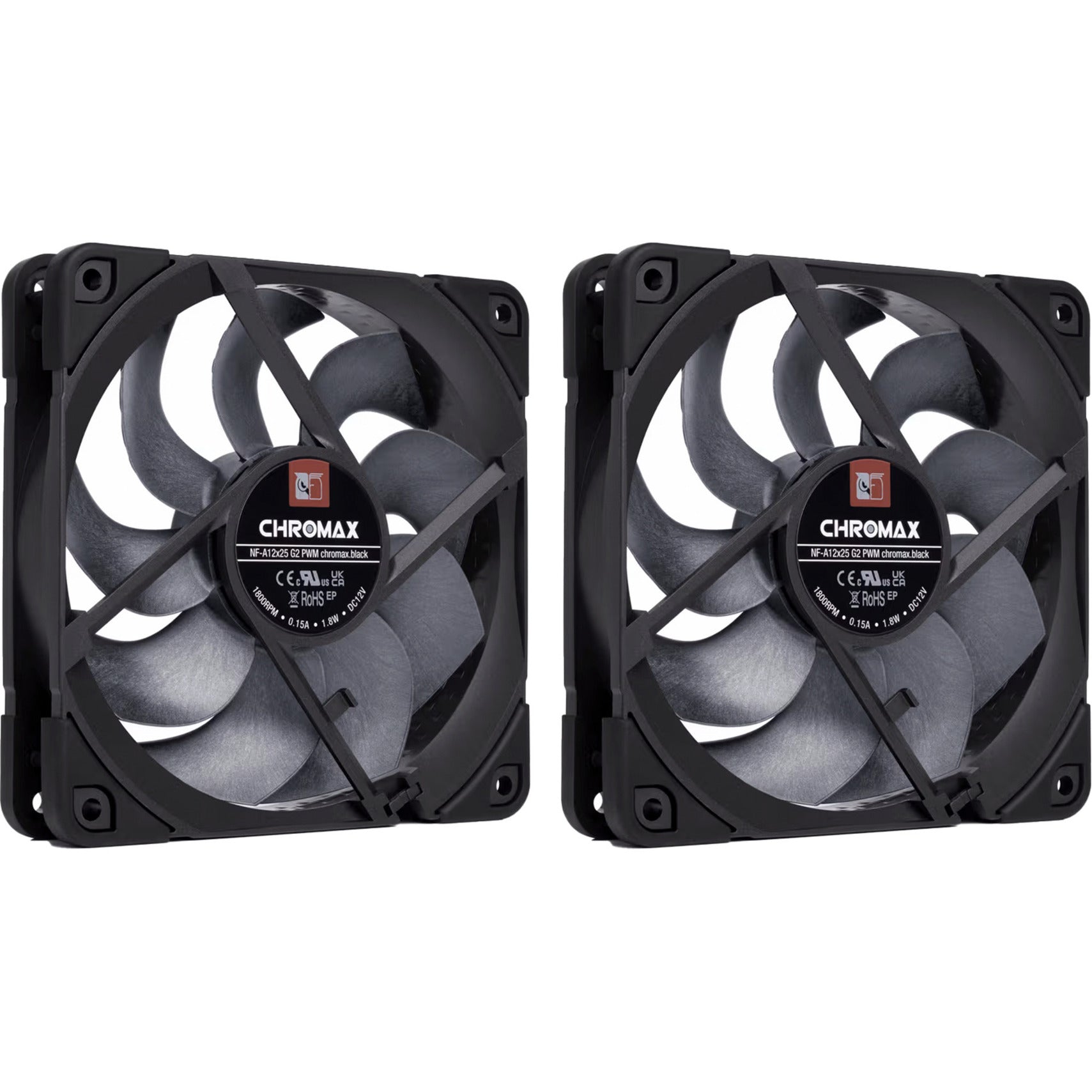 Noctua nf-a12x25 g2 pwm sx2-pp chromax.black ventilateurs de boîtier (noir, 2 pièces, 120 x 120 x 25 mm)
