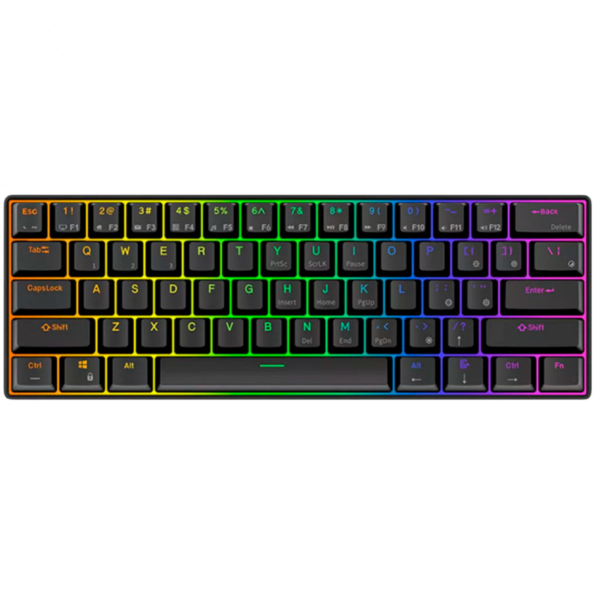 Royal Kludge RK61 clavier mécanique sans fil, clavier de jeu (noir, disposition américaine, commutateur rouge, 60 %, RVB, échange à chaud, Bluetooth USB-C 2,4 GHz)
