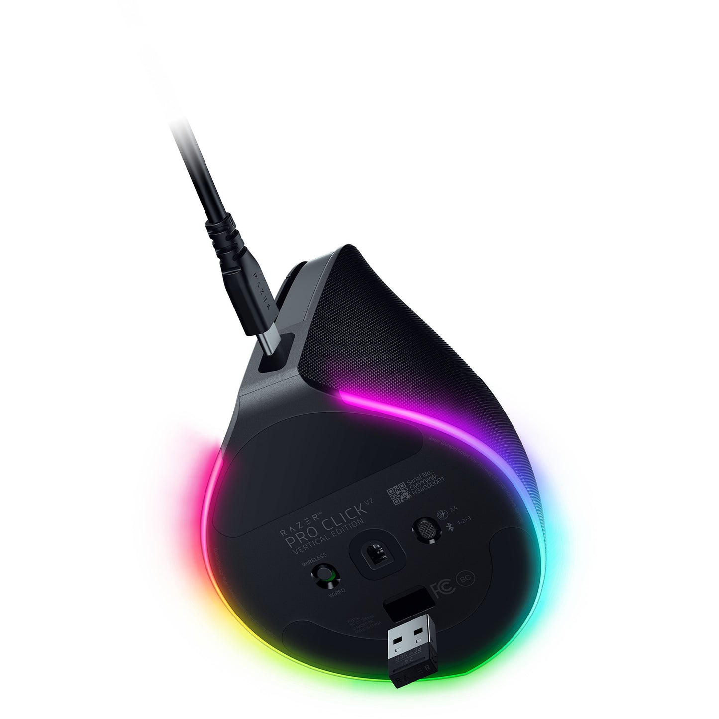 Souris de jeu verticale Razer pro Click v2 (noire, jusqu'à 30 000 dpi, USB-C Bluetooth 2,4 GHz)