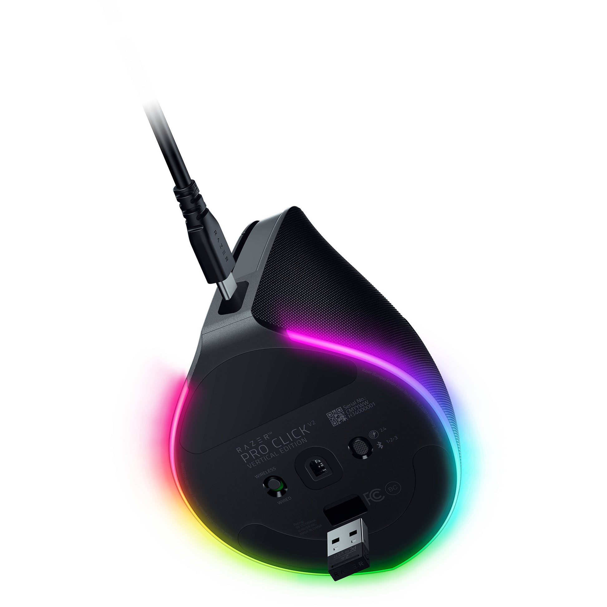 Souris de jeu verticale Razer pro Click v2 (noire, jusqu'à 30 000 dpi, USB-C Bluetooth 2,4 GHz)