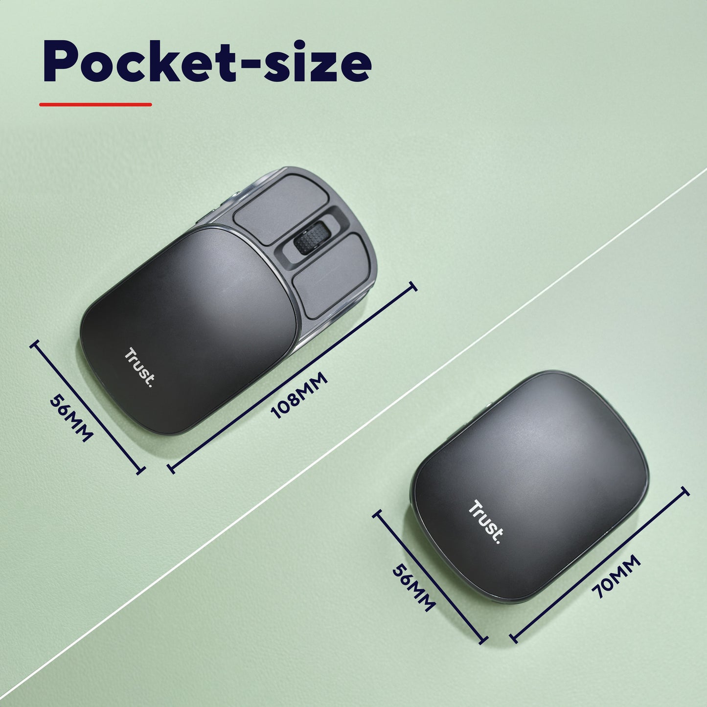 Souris de poche portable et rétractable Trust zylo (noir, 1 000 - 2 400 dpi)