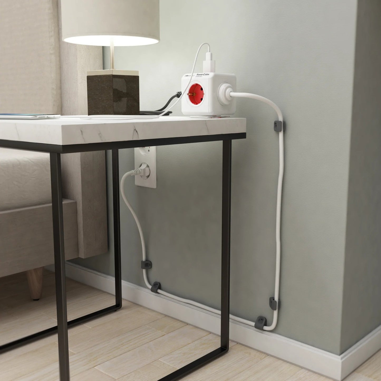 Multiprise étendue Allocacoc powercube (blanc rouge)