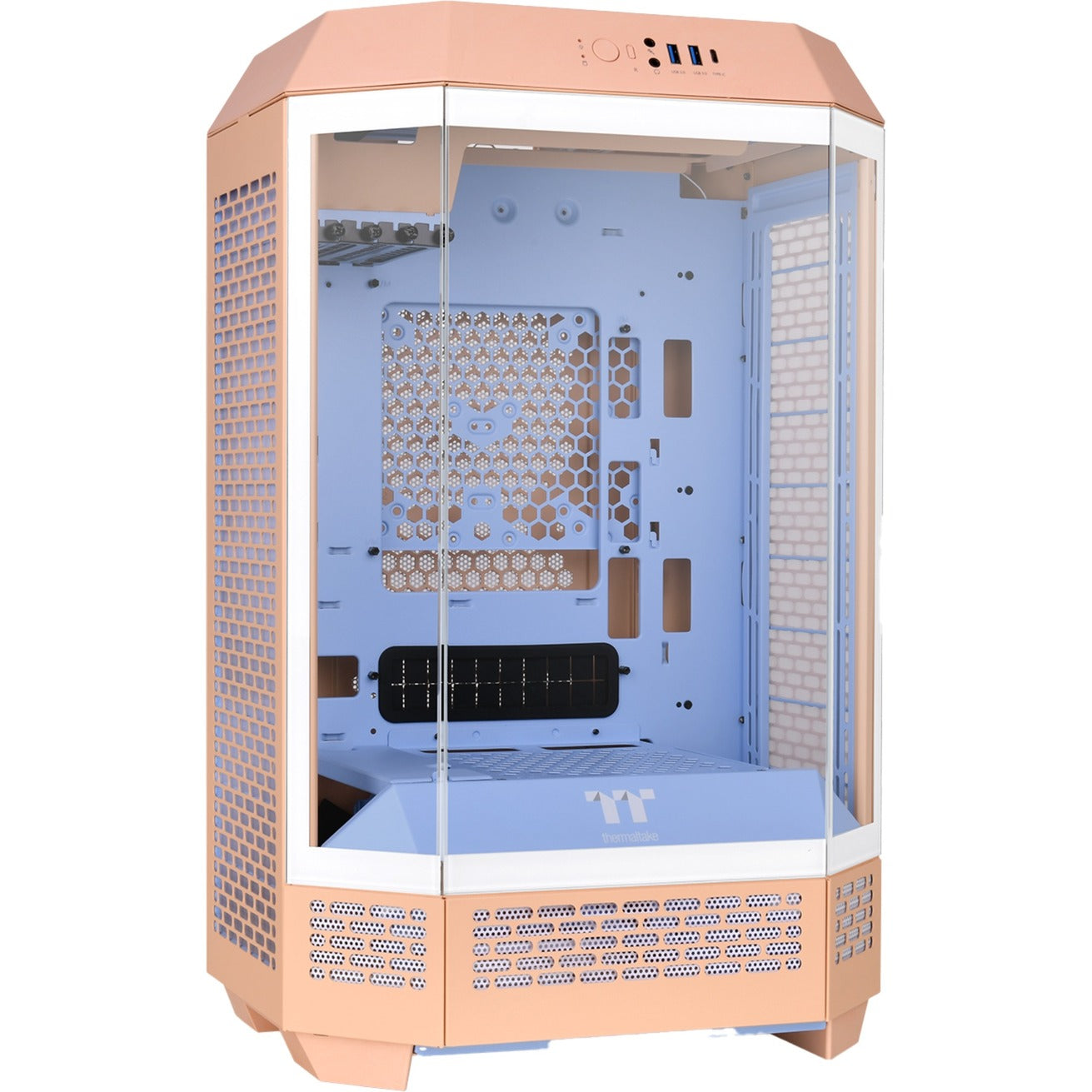 Thermaltake the tower 300 - boîtier mini tour pêche fuzz (pêche | 3x USB-A | verre trempé)