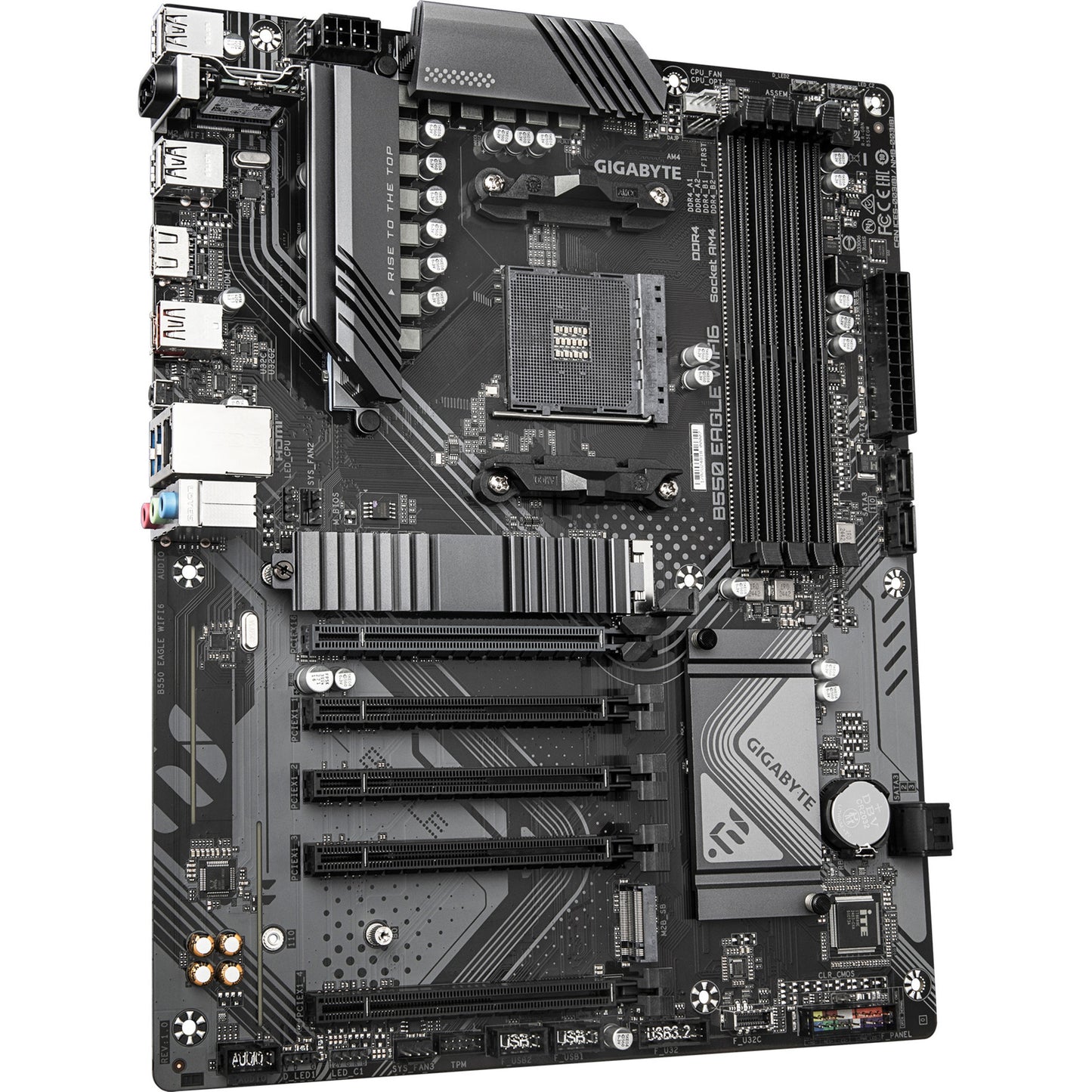 Carte mère Gigabyte B550 Eagle WiFi6 Socket AM4 (gris noir, RAID, GB-LAN, WiFi 6, BT, Sound, ATX)