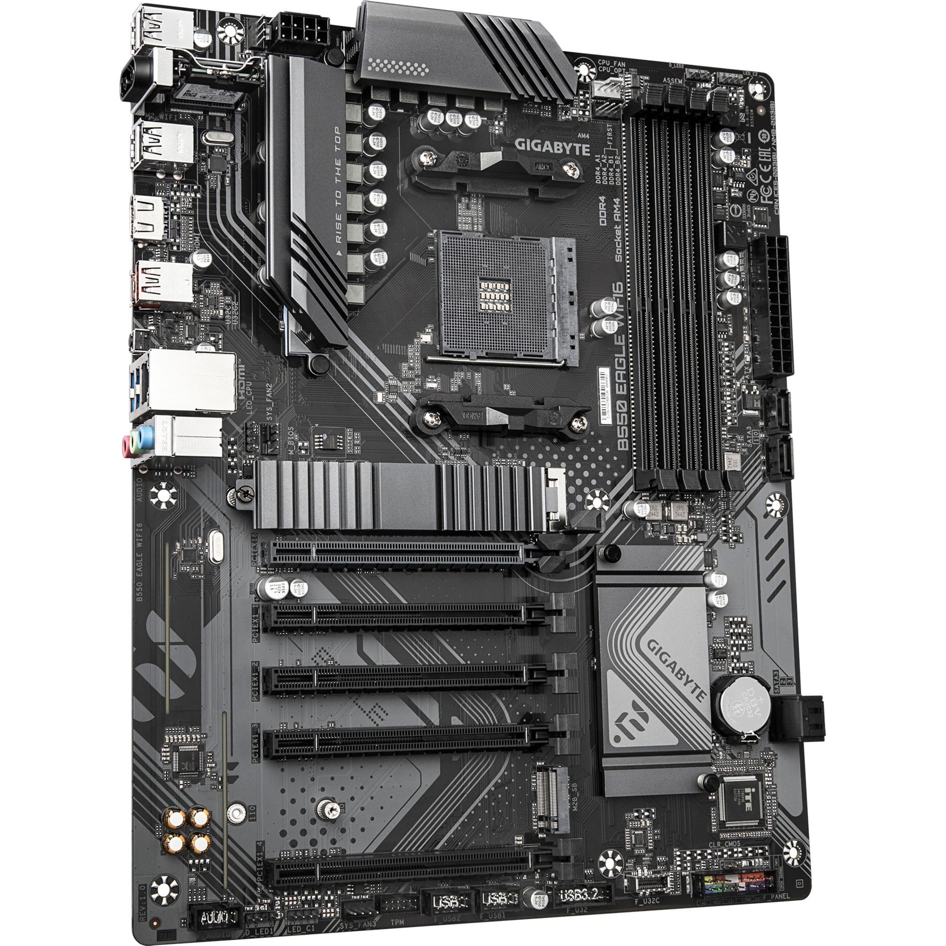 Carte mère Gigabyte B550 Eagle WiFi6 Socket AM4 (gris noir, RAID, GB-LAN, WiFi 6, BT, Sound, ATX)