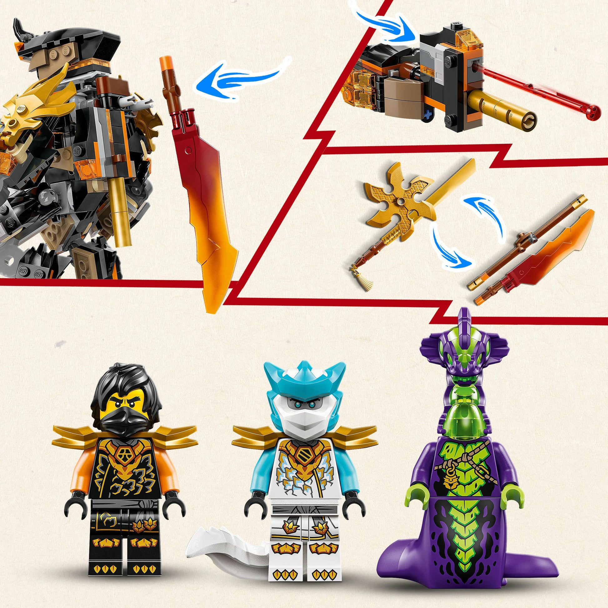 Lego Ninjago 71854 Le robot de mission Cole et Dragon Zane