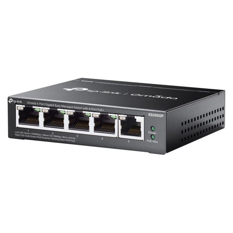 Commutateur tp-link omada es205gp (noir, 4x poe+)