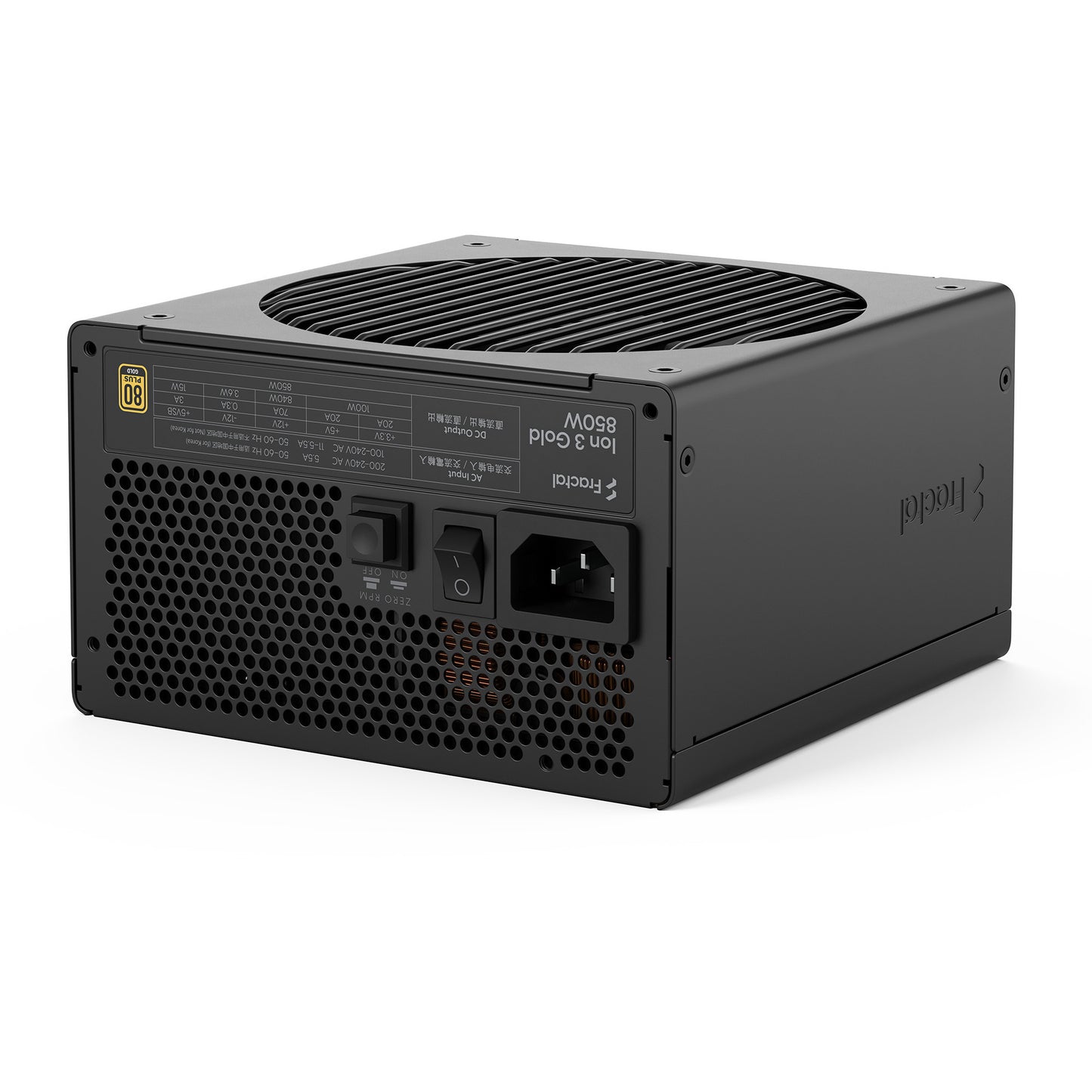Alimentation modulaire Fractal Design ion gold 3 de 850 watts (noir, 1x 12v-2x6, 3x pcie)