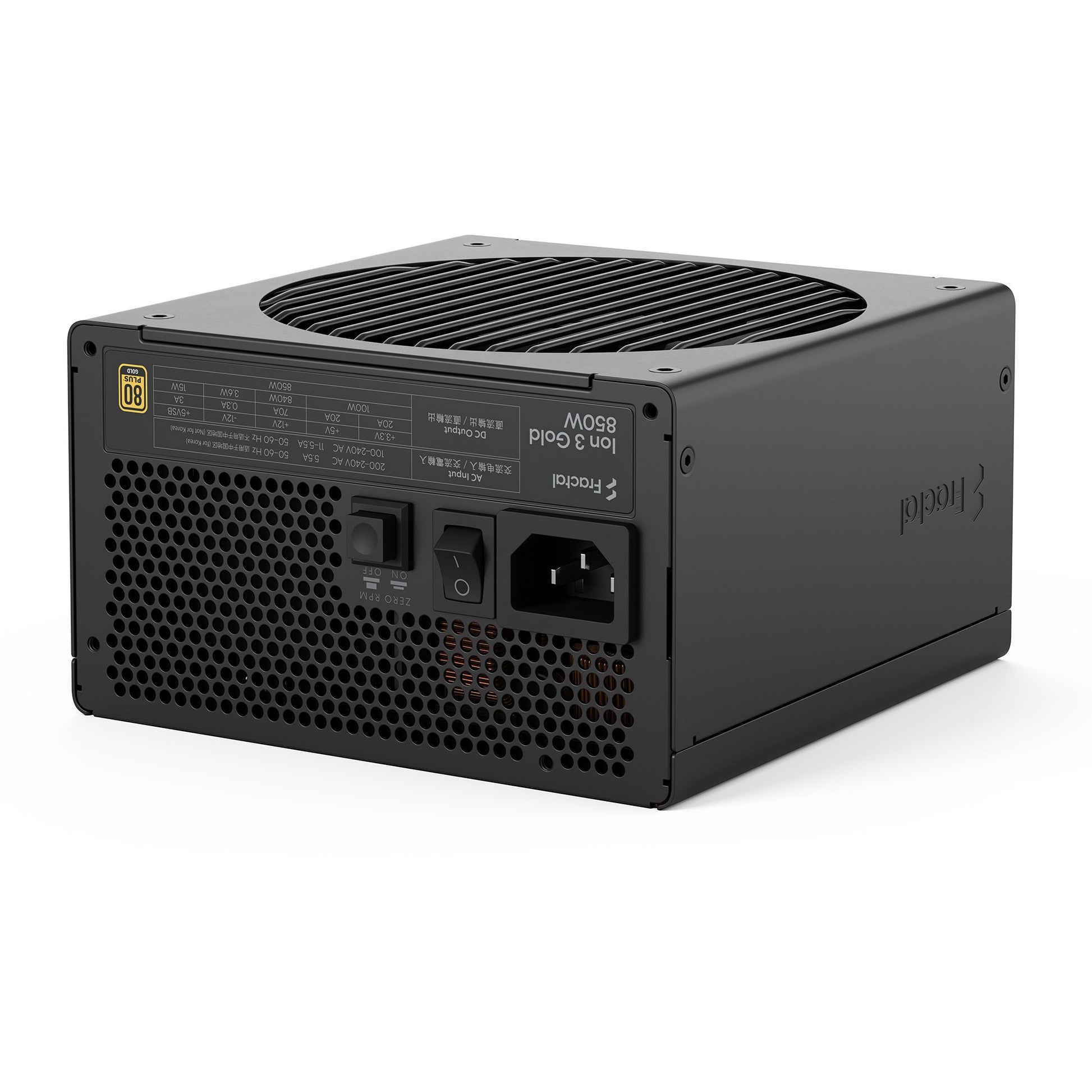 Alimentation modulaire Fractal Design ion gold 3 de 850 watts (noir, 1x 12v-2x6, 3x pcie)