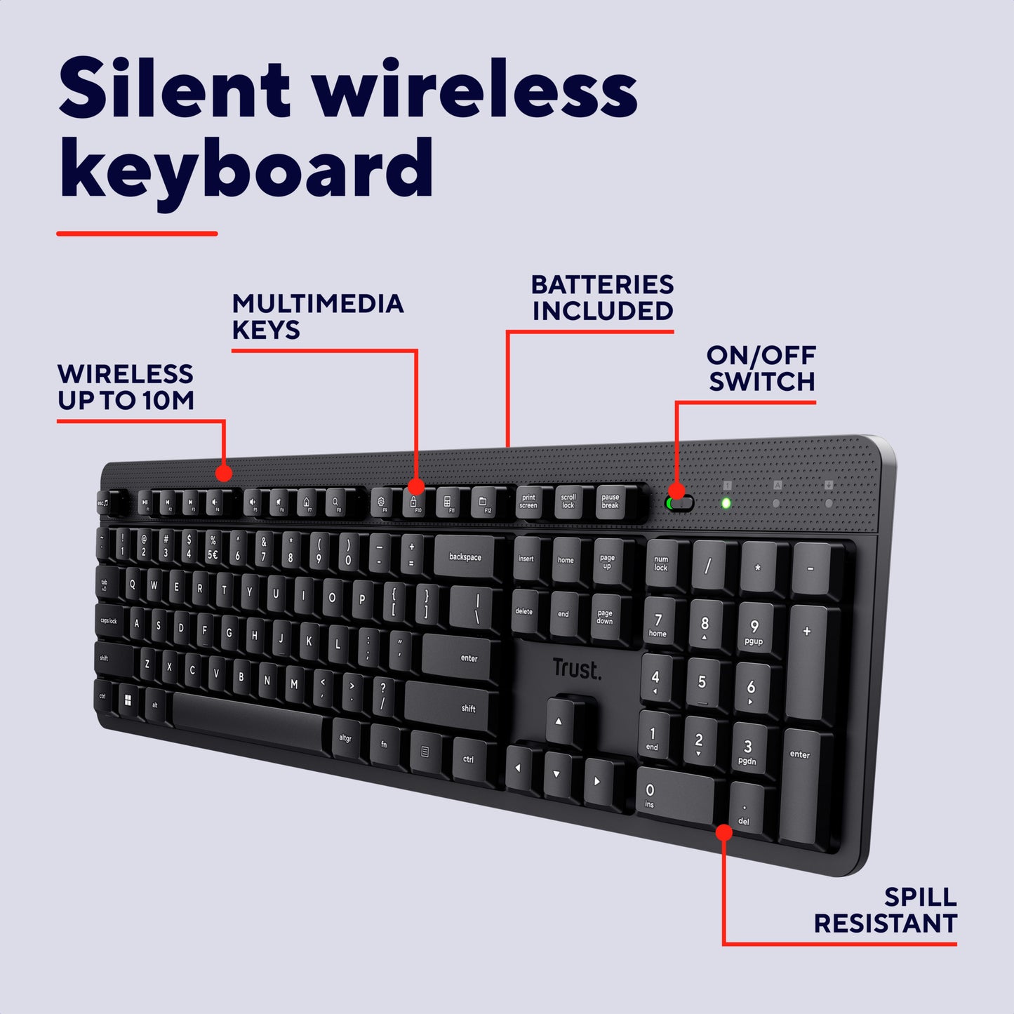 Trust ody II Clavier sans fil silencieux