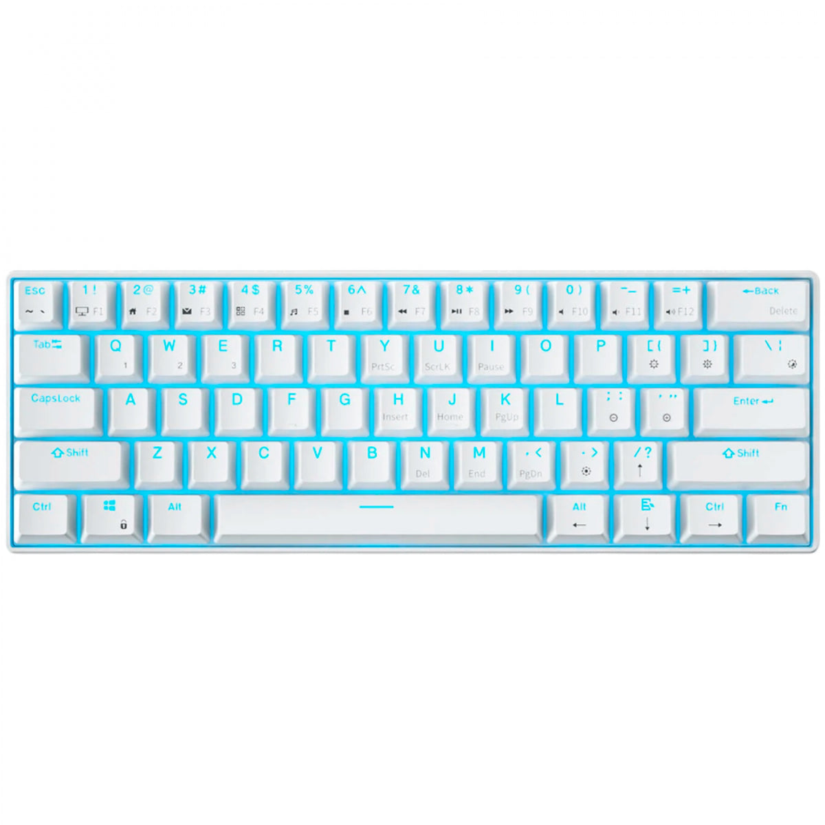 Royal Kludge RK61 clavier mécanique sans fil, clavier de jeu (blanc, disposition américaine, commutateur rouge, 60 %, RVB, échange à chaud, Bluetooth USB-C 2,4 GHz)